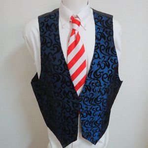 XL Metallic Blue/Black Print Praise Hymn Mens #862 Suit Vest